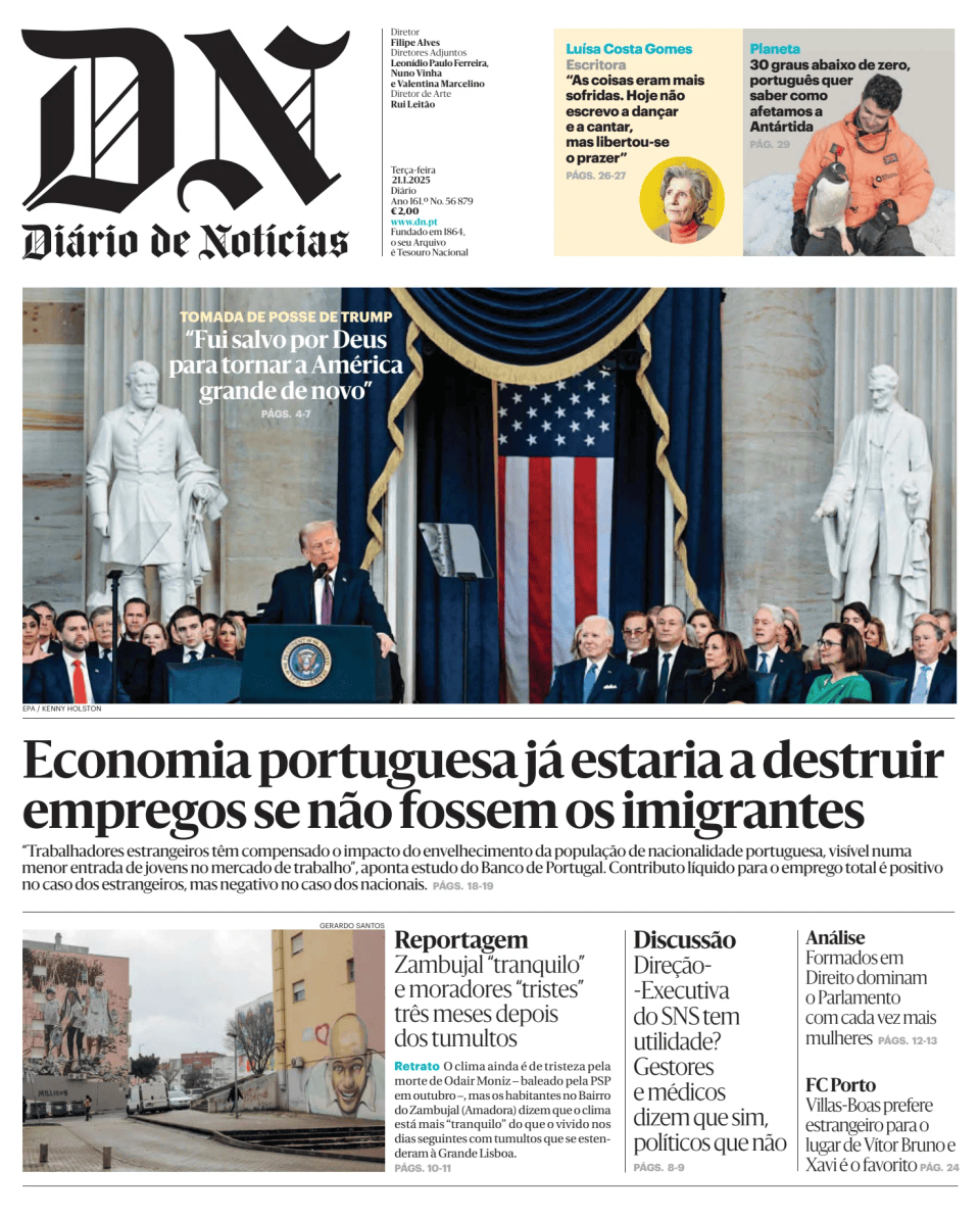 Prima-pagina-Diario de Noticias-edizione-di-oggi-20250121